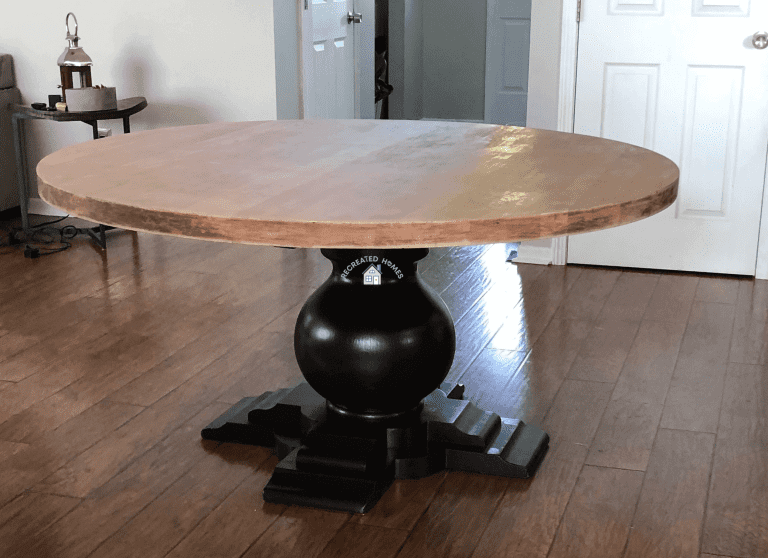 How To Refinish A Round Rustic-Modern Wood Pedestal Table (Tutorial)